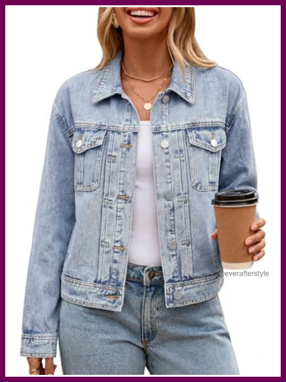 Women's Denim Jacket 2026 Casual Trendy Button Down Long Sleeve Coat with